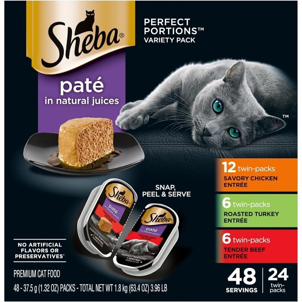 Perfect Portions Wet Cat Food Pate Savory Chicken Entree, Roasted Turkey